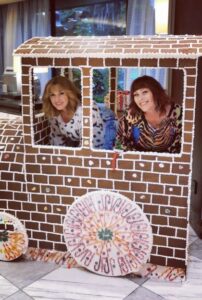 Pauline & Ness in a real gingerbread train